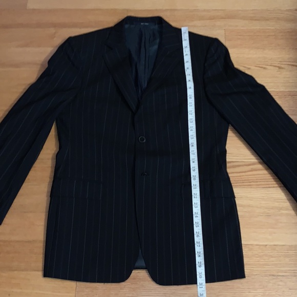 Z Zegna Mens Stripes Navy Blue Wool Blazer 48C - Picture 6 of 7
